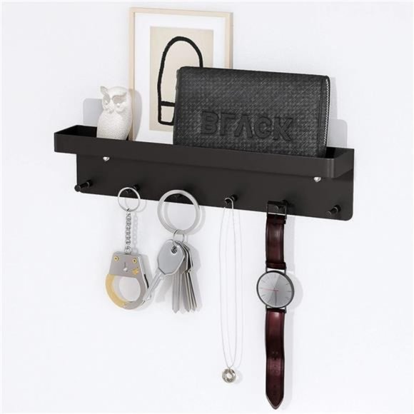 Key Holder for Wall Decorative - Mail Organizer & Key Rack with Tray for Hallway - Picture 3 of 6